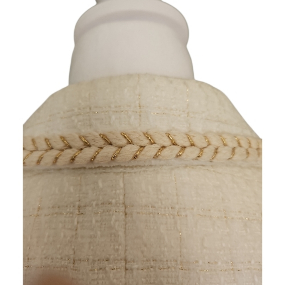 Chico's White Women's Jacket with Braided Trim - Picture 5 of 10